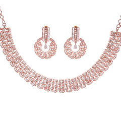 Dazzling cubic zirconia rose gold necklace set