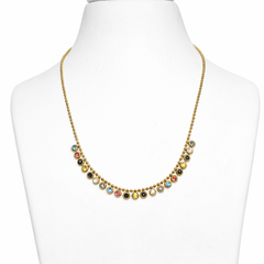 Classic Gold-Plated Colorful Stone Necklace | Elegant Short Necklace