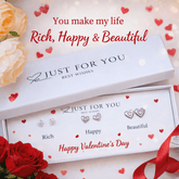 Just For You ! Heart Shape Silver Rich Happy Beautiful 3-Pair Stud Earrings Gift Set
