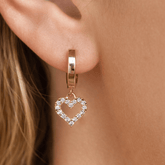 Forever Heart Drop Hoop 18K Gold Plated Earrings