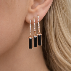 Chic Noir Crystal Rose Gold Plated Hoop Drops