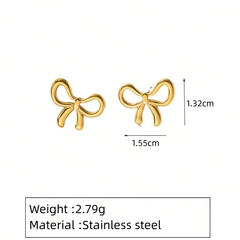 18K gold plated Cute Bow Necklace & Stud Set