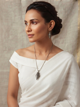 Oxidized Silver Cone Pendant Necklace & Earrings Set