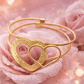 Eternal Love Double Heart Gold Cable Bracelet