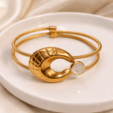 Celestia Crescent Gold Plated Cuff Bangle