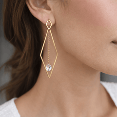 Elara Gold Plated Chain Crystal Earrings