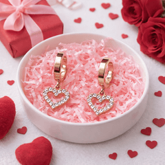 Forever Heart Drop Hoop 18K Gold Plated Earrings