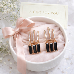 Chic Noir Crystal Rose Gold Plated Hoop Drops