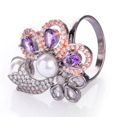 Purple cocktail adjustable Finger Ring