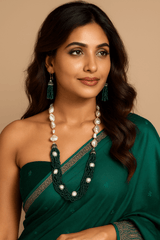 Green Crystal pearl mala