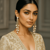 Gold Plated American Diamond drop chain earring