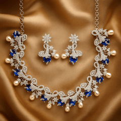 Blue Stone cubic zirconia necklace set