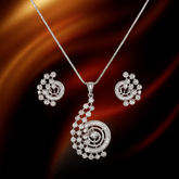 Fancy Rhodium plated pendent set