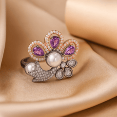 Purple cocktail adjustable Finger Ring