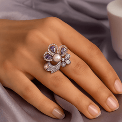 Purple cocktail adjustable Finger Ring