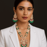 Floral Aura - Gold plated long necklace set