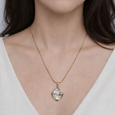 Gold-Plated Enamel Floral Pendant Necklace with Minimal Chain for Women