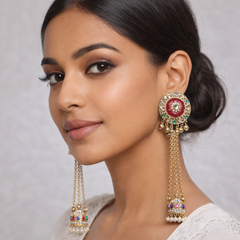 Devika Royal Kundan Long Jhumkas