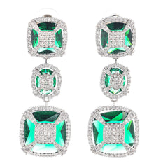 Contemporary American diamond green necklace set