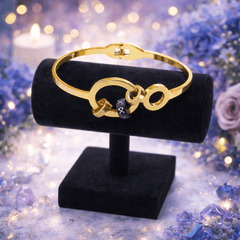 Dual Circle Charm Gold Plated Bracelet /Kada