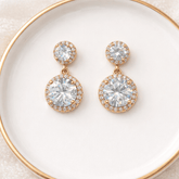 Celeste Double CZ Dangle Rose Gold Plated Earrings