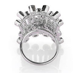 Rhodium plated with American diamond rectangular adjustable Finger Ring