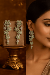 Floral drop earring rhodium plated