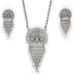 Contemporary oxidized temple necklace set