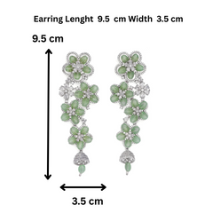 Floral drop earring rhodium plated