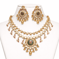 Traditional Gold Plated Kundan Necklace Set for Women