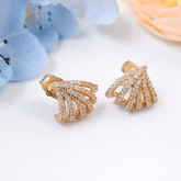 Minimal Rose Gold Finish Crystal Curve Earrings