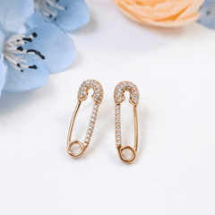 Minimal Rose Gold-Plated Safety Pin Stud Earrings