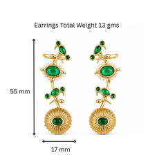 Green Glow Gold Plated Statement Earcuff