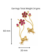 Peacock Grace Floral Gold Plated Earcuff