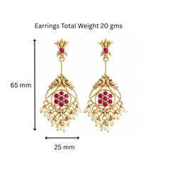 Royal Bird Motif Pearl Drop Gold Plated Earrings