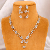Floral Silver toned necklace set