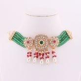 Rajwada Rose - Gold plated Chocker necklace set