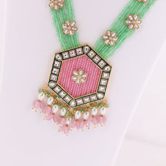 Rajwada Rose - Gold plated long necklace set