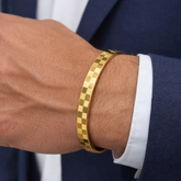 Royal Checkered Gold-Tone Men's Openable Kada