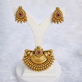 Heritage Gold Plated Kundan Pendent and Stud Earrings