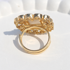 Ethnic Kundan Floral Adjustable Ring