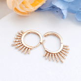 Radiant Halo Hoop Rose Gold PLated Earrings