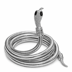 Designer Silver Snake Chain Necklace with Bracelet
