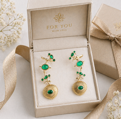 Green Glow Gold Plated Statement Earcuff