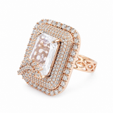 Crystal Glow Square Pink cubic zirconia Rose gold Plated Ring