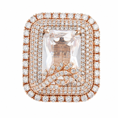 Crystal Glow Square Pink cubic zirconia Rose gold Plated Ring