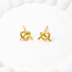 Gold Plated Minimalist Knot Stud Earrings for Women & Girls Modern Geometric Love Knot Earrings
