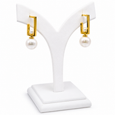 4-in-1 Gold Plated Pearl Geometric Convertible Earrings for Women & Girls Detachable Rectangle Drop Earrings