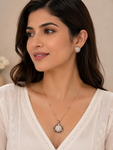 Mother of Pearl Kundan Pendant Necklace Set for Women | Gold Plated Geometric Pendant with Matching Stud Earrings