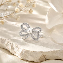 Silver Plated Crystal Bow Ear Cuff for Women & Girls Elegant No Piercing Ear Clip